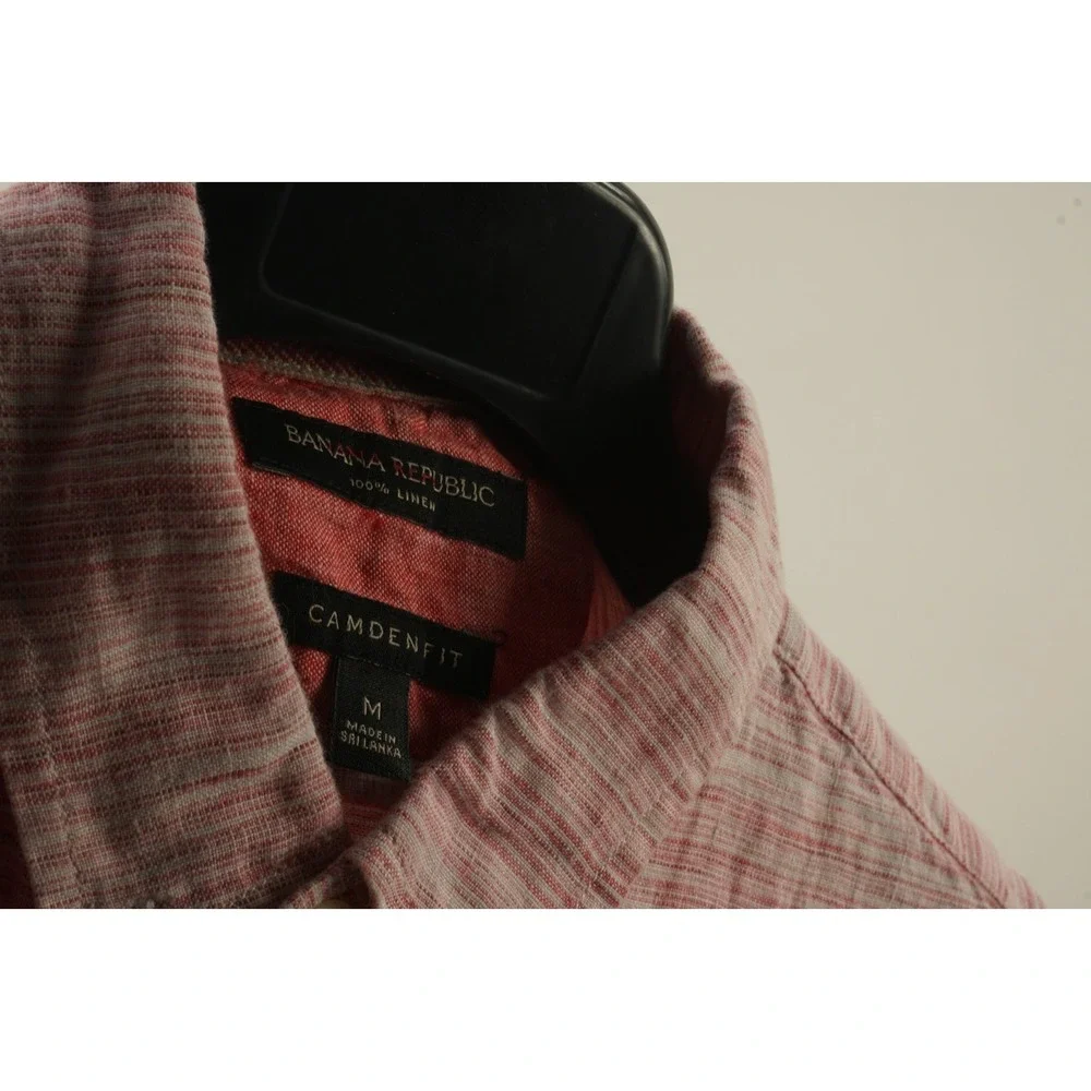 Banana Republic 100% Linen Camden Men's Medium‎ Pink Heather Button Down Shirt